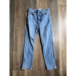 Loft Straight Leg Jeans Women 2/26 Blue Excellent High Rise Medium Wash Denim